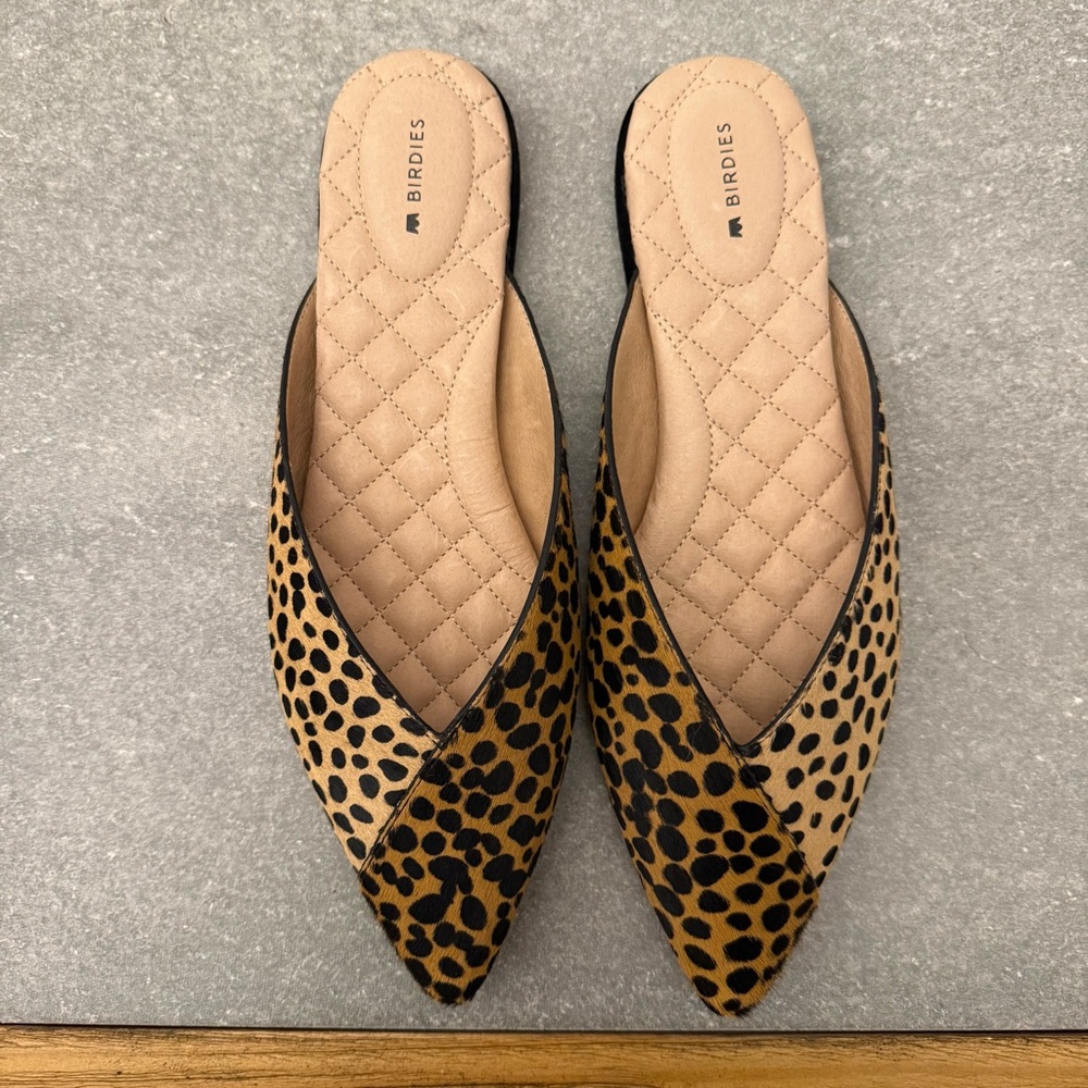 Birdies The Swan Mini Cheetah Calf Hair Pointed Toe Mules Size 9.5 NIB - Picture 6 of 13